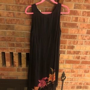 Dress-Black with flowers slanted bottom